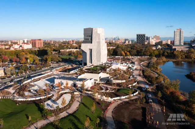 As fall comes to a close, the vibrant colors of Jackson Park make a stunning backdrop for the progress unfolding at the future Obama Presidential Center. 🍂

Set to open next year, this new Chicago landmark continues to take shape—symbolizing growth, transformation, and the bright future ahead for this historic community. Ardmore Roderick, in joint venture with Clayco, serves as the Program Manager.

📸 @nick_ulivieri 
#ObamaPresidentialCenter #JacksonPark #ArdmoreRoderick #InfrastructureSolutions #ChicagoLandmarks #FallInChicago #BuildingTheFuture #EngineeringExcellence #ProjectManagement #TransformingCommunities #CivilEngineering