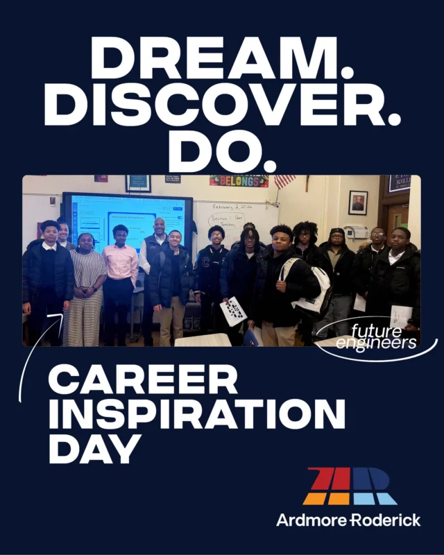 Ardmore Roderick Director of Buildings & Facilities, Harrison Staley, CCM, recently presented at the LINK Unlimited Scholars Dream. Discover. Do. Career Inspiration Day, engaging students in grades 7–12 with real-world career pathways. Harrison shared his professional journey, insights into Ardmore Roderick, and our work at the Obama Presidential Center.

Community involvement is central to who we are. By partnering with local non-profits, schools, and workforce organizations, we invest in education and career development to help strengthen the communities where we live and work.

#ArdmoreRoderick #CommunityImpact #FutureEngineers #BuildingTheFuture #CareerPathways