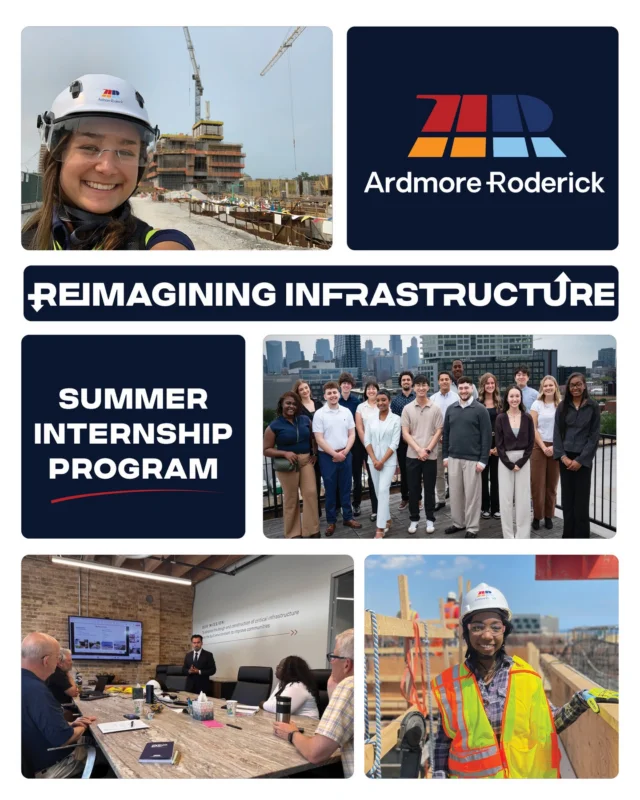 In recognition of #InfrastructureWeek, we’ve been highlighting the work happening across our teams—from developing future talent to advancing projects and engaging with industry partners. Together, these efforts reflect our vision of Reimagining Infrastructure and driving meaningful impact in the communities we serve. 

At Ardmore Roderick, our internship program is designed to give students more than just exposure. From day one, our interns are immersed in real projects, working alongside experienced professionals, contributing to meaningful work, and gaining firsthand insight into how infrastructure is planned, designed, and delivered.

Whether they’re out on project sites, collaborating with teams across disciplines, or learning the ins and outs of our industry, each experience is intentional—built to develop skills, build confidence, and create a foundation for long-term success.

“Ardmore Roderick provided me with an exciting and insightful experience that allowed me to see, learn, and understand many different career opportunities for myself.  Working at Ardmore Roderick allowed me to work in a welcoming environment with people that have a variety of backgrounds, perspectives, and ideas. Ardmore Roderick not only helped me understand which direction I want to point my studies in, but also showed me the qualities to look for in a company when searching for a job." - Gracie Wallace, AR Intern Class of 2023, Stanford University 

It’s all part of how we invest in the next generation of leaders and continue Reimagining Infrastructure for the future. 

We’ve officially welcomed our Summer 2026 interns this week and are looking forward to the ideas, energy, and impact they’ll bring in the months ahead!

#ReimaginingInfrastructure #FutureEngineers #InternshipProgram #EngineeringCareers