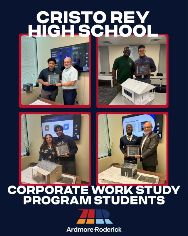 A strong finish to an incredible experience.

This week, our Cristo Rey High School students wrapped up their Corporate Work Study Program with final presentations showcasing a project they’ve been developing throughout their time with us—designing and building their own backyard sheds.

From defining their own scope to bringing their ideas to life, each student approached the project with creativity, problem-solving, and a clear sense of ownership. It’s been rewarding to watch them grow, connect with the work, and present their final designs and models.

We’re proud to have been part of their journey and look forward to all that’s ahead for this talented group.

#CristoReyHighSchool #CorporateWorkStudyProgram #FutureLeaders #STEMEducation #CommunityImpact