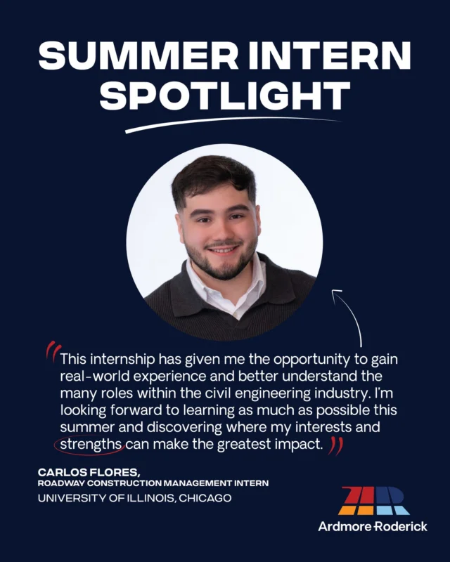 Meet Ardmore Roderick’s Summer 2026 Interns! These engineering, architecture, finance, and communications students are spending their summers working with various teams at Ardmore Roderick. Today we are highlighting three of our summer interns, Carlos Flores, Mia Van Prooyen, and Andy Ochiabutor.

#Interns #SummerInternship #EngineeringInterns #CivilEngineering #ARIntern