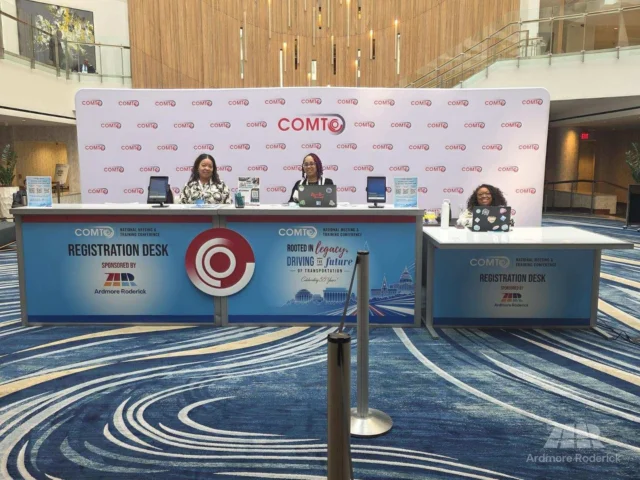Ardmore Roderick is excited to be in Washington, D.C., as a sponsor of the 55th COMTO National Meeting & Training Conference!

We're proud to help kick off a week dedicated to connection, collaboration, and conversations that move our industry forward. We can't wait to see familiar faces, meet new ones, and be part of another great COMTO conference.
 
#COMTO #Transportation #Infrastructure #Leadership #TeamArdmoreRoderick