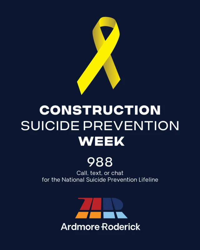 Join us in raising awareness during Construction Suicide Prevention Week.

The construction industry faces unique challenges, and we’re committed to shedding light on the critical issue of mental health.

Together, we can make a difference. Visit constructionsuicideprevention.com to access valuable resources and help save lives. Let’s build a stronger, more resilient community.

#ConstructionSuicidePreventionWeek #NationalSuicidePreventionMonth #MentalHealth #MentalHealthMatters